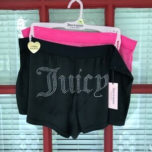 Juicy Couture Sleepware Black Bling Pink Velour Sleep Shorts Two Pack XL NWT